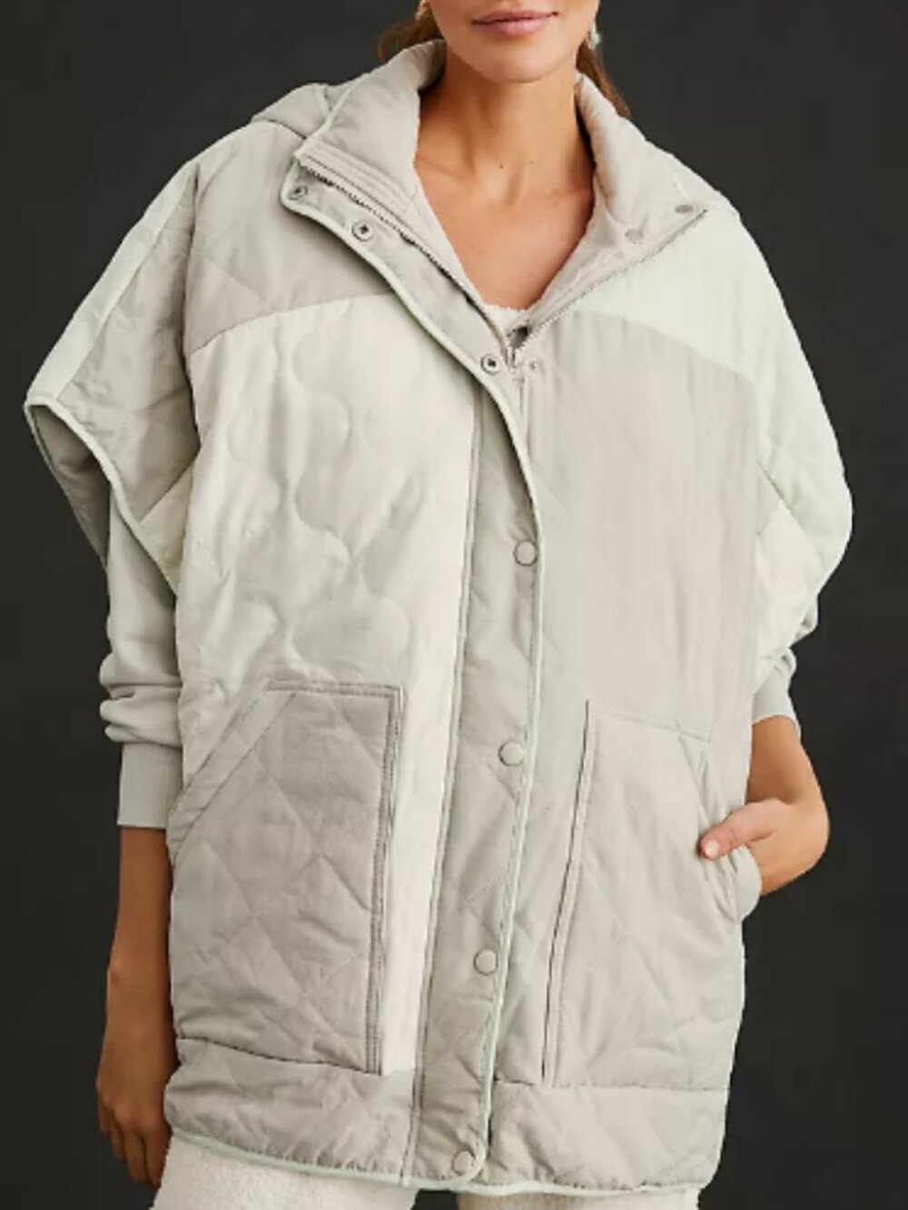 DAILY PRACTICE by Anthro Colorblock Oversized Puffer Poncho L/XL